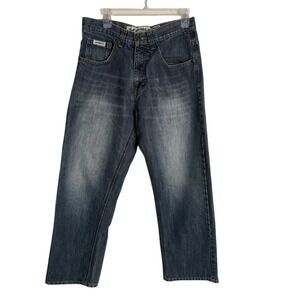 AVIREX Embroidered‎ Men Jeans 34x32 (32x 29 Measured) Distressed Denim Cross